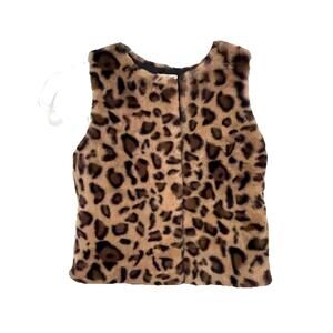 Leopard Print Faux Fur Vest Girl’s Size 3T Lined Snaps Fun Cozy Soft Kate Mack